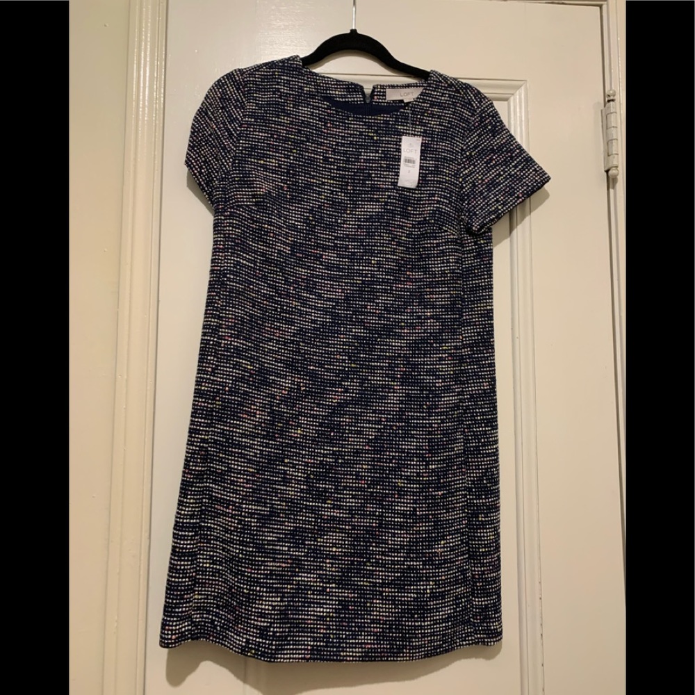 Loft Black Tweed Shift Dress